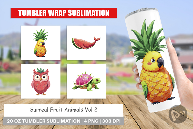 Tumbler Surreal Fruit Animals