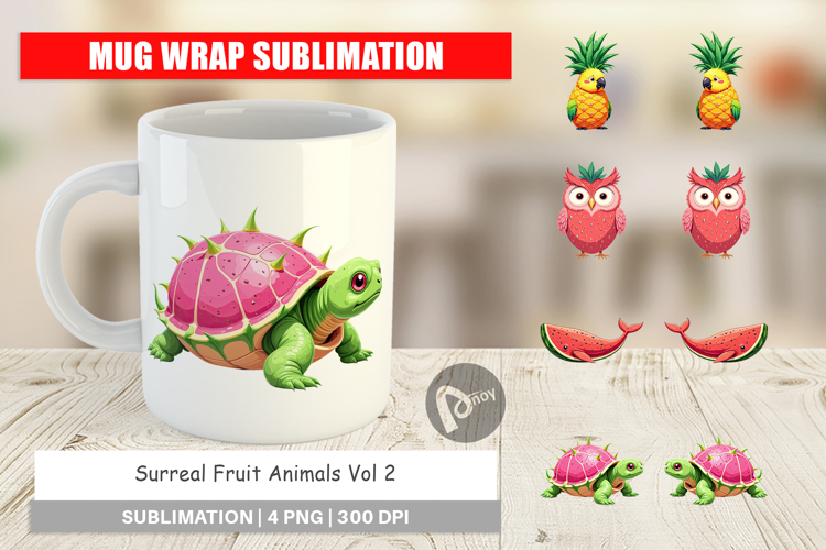Mug Wrap Surreal Fruit Animals