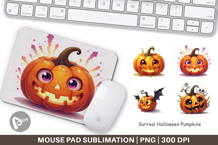 Mouse Pad Surreal Halloween Pumpkins