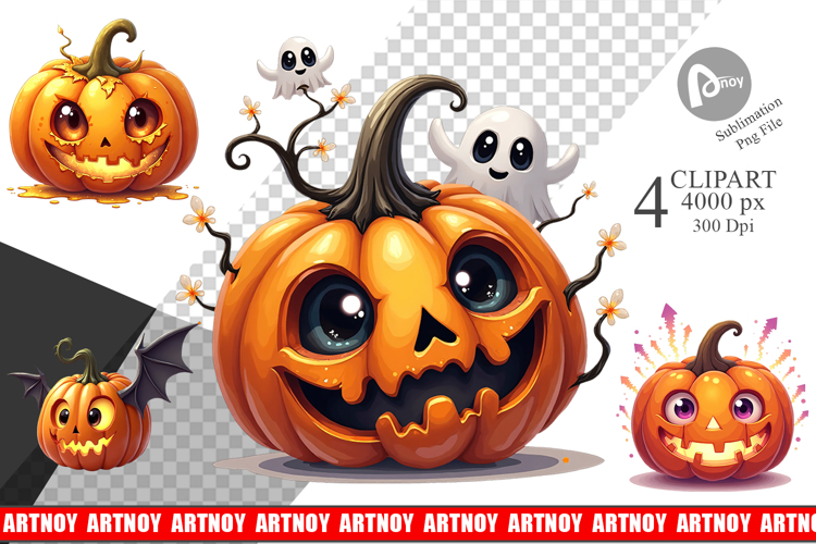 Clipart Surreal Halloween Pumpkins