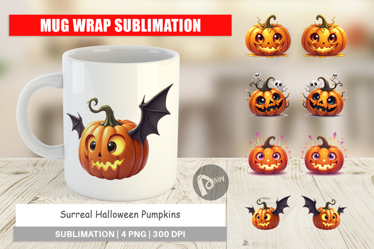 Mug Wrap Surreal Halloween Pumpkins