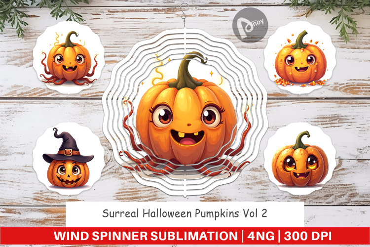 Wind Spinner Surreal Halloween Pumpkins
