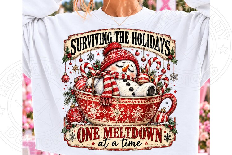 Surviving the Holidays PNG | Funny Christmas Snowman Meltdow example image 1