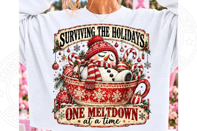 Surviving the Holidays PNG | Funny Christmas Snowman Meltdow