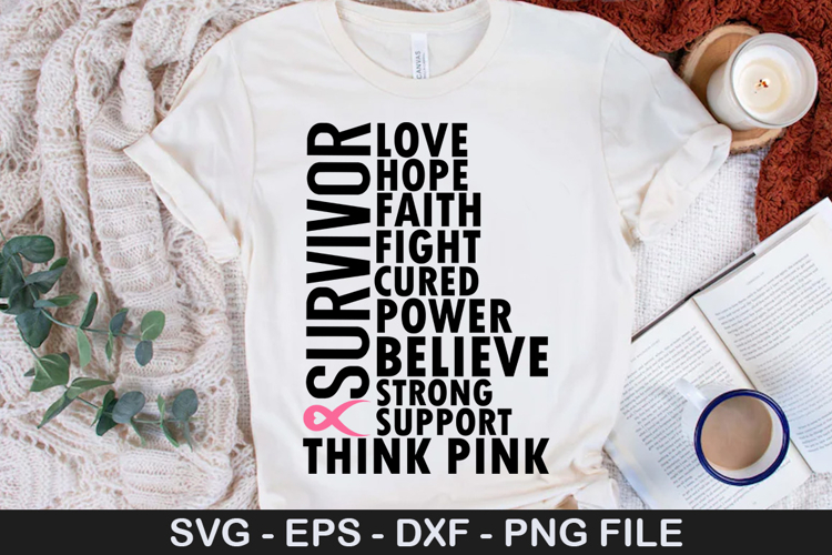 Survivor love hope faith fight SVG - Breast Cancer Design