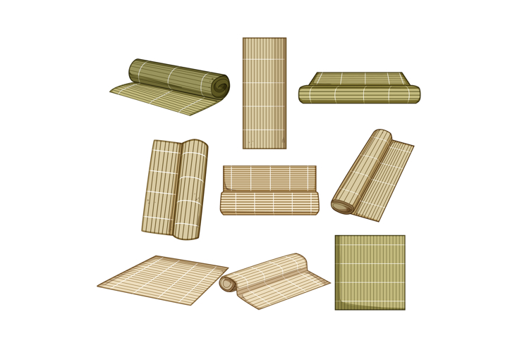 sushi rolling mat set cartoon