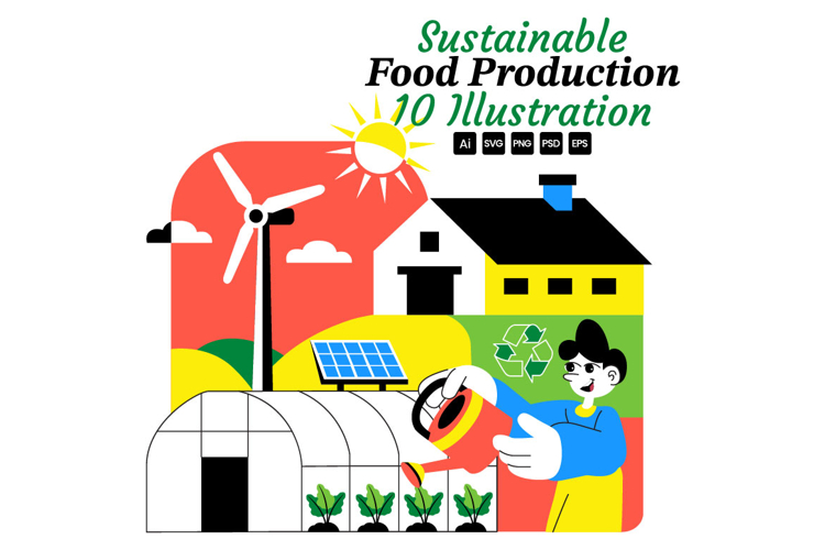 10 Sustainable Food Production Illustration