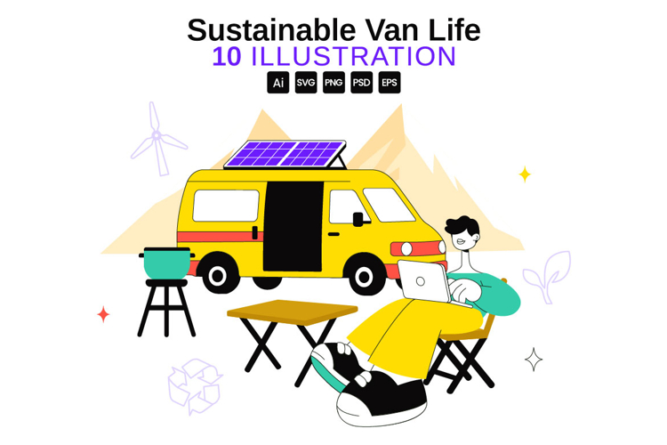 10 Sustainable Van Life Illustration