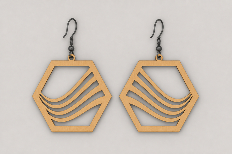 Minimalist Hexagon Wooden Dangle Earrings for Women example image 1