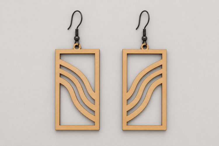 Minimalist Rectangle Wooden Dangle Earrings for Women example image 1