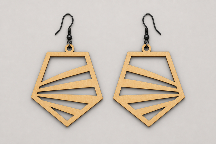 Minimalist Pentagon Wooden Dangle Earrings for Women example image 1