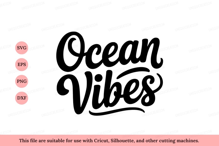 Ocean Vibes Script Text lettering