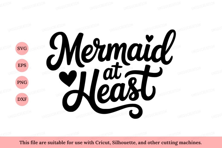 Mermaid at least lettering heart black