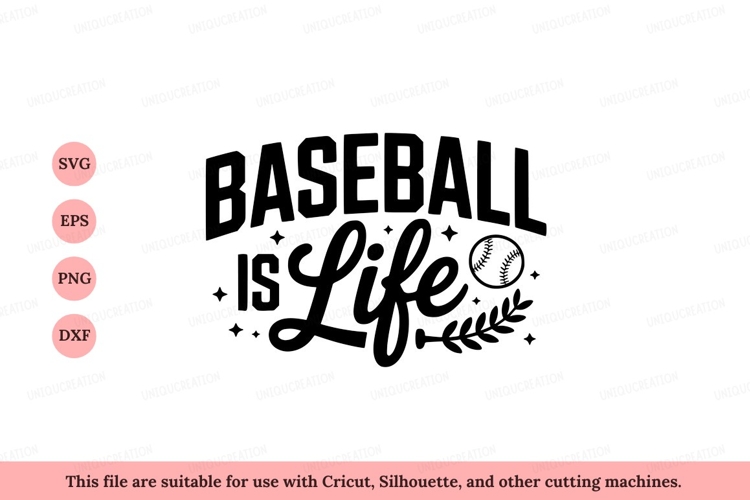 Baseball is life text with baseball sport