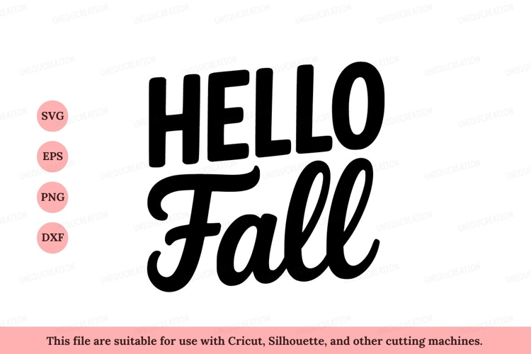 Hello Fall script lettering autumn season example image 1