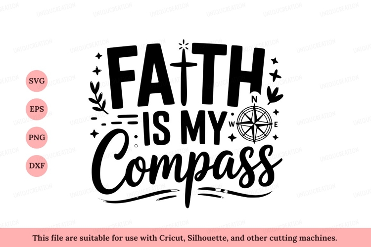 Faith compass inspirational quote typography