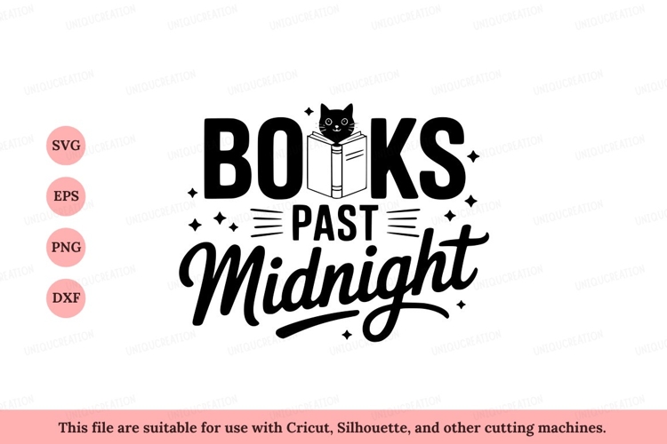 Black cat reading book past midnight literature