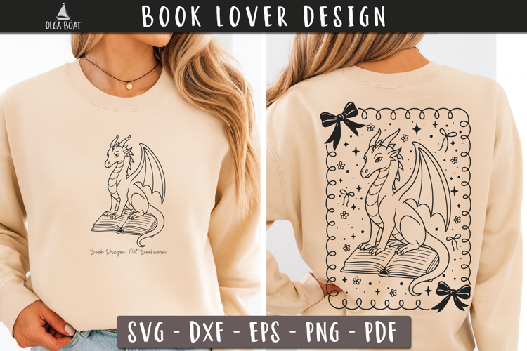 Book Dragon SVG Book lover design