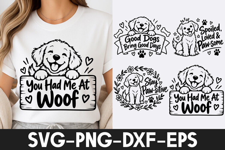 Funny Cute Dog Lover Paw-sitive Quotes SVG PNG example image 1