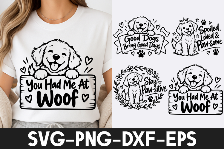 Funny Cute Dog Lover Paw-sitive Quotes SVG PNG