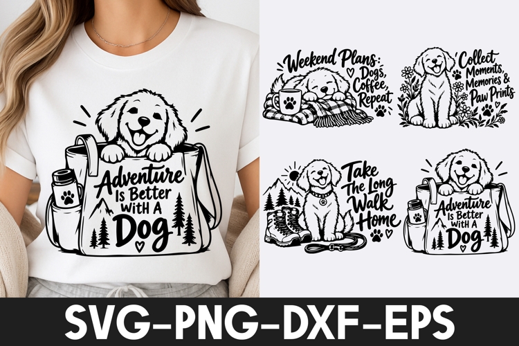Adventure Dog Lover Coffee Hiking Quotes SVG PNG