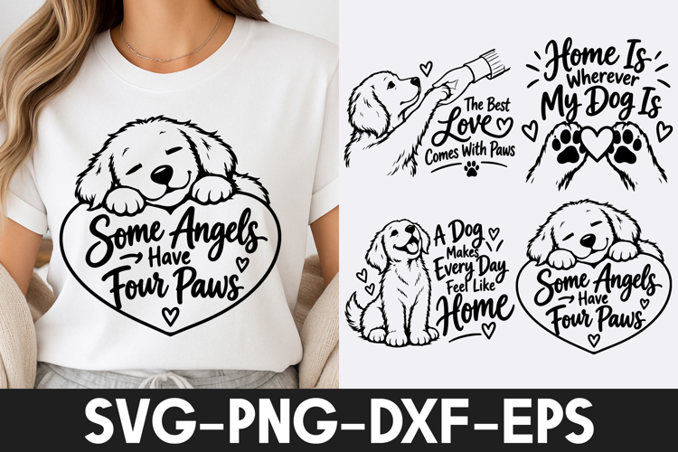 Cute Dog Lover Angels Paws Heart Quotes SVG PNG