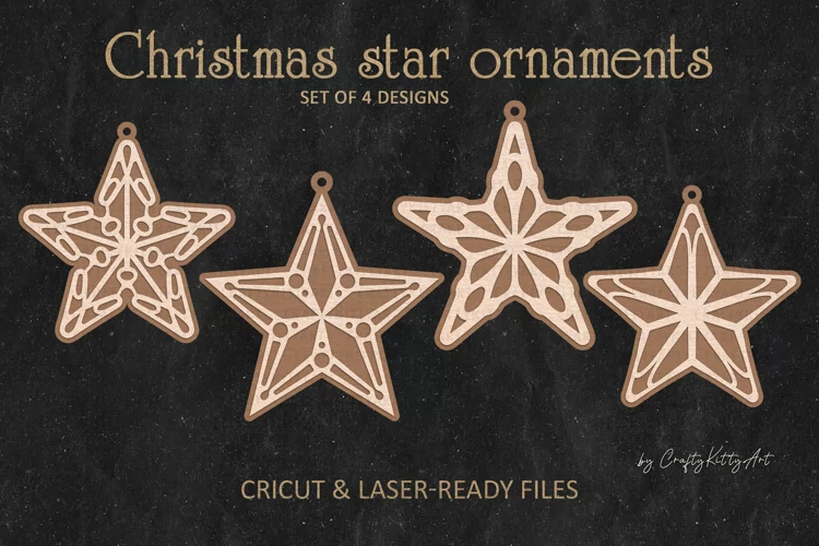 Christmas star ornament SVG, Star cookies laser cut files