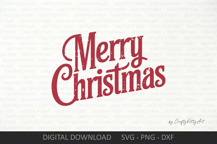 Distressed Merry Christmas SVG, Retro vintage grunge clipart