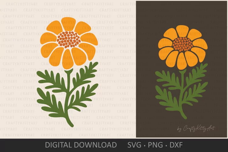 Marigold Flower SVG, Layered flower SVG for vinyl & printing