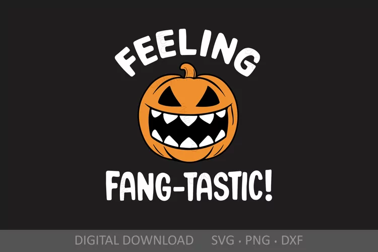 Pumpkin Monster, Feeling fang-tastic, Halloween lettering