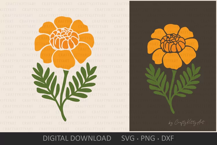 Marigold Flower SVG, Layered flower SVG for vinyl & printing