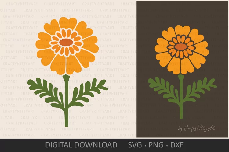 Marigold Flower SVG, Layered flower SVG for vinyl & printing