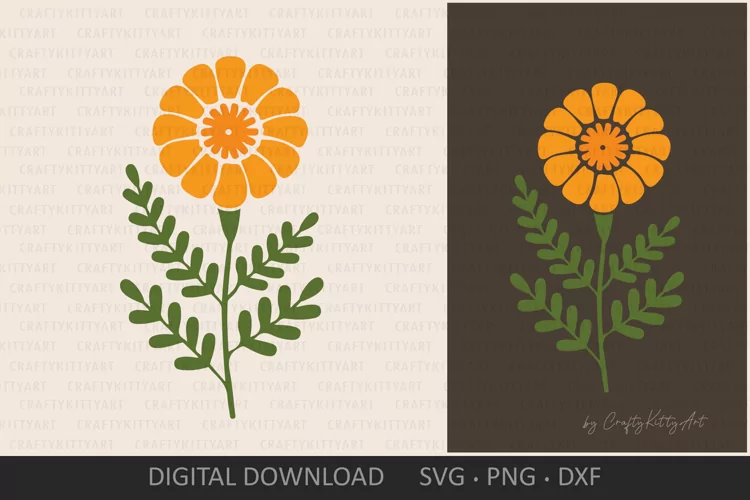 Marigold Flower SVG, Layered flower SVG for vinyl & printing