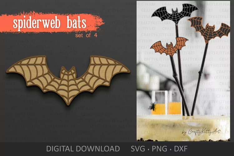 Spider Web Bat SVG, Halloween Spiderweb Bats, Cake toppers
