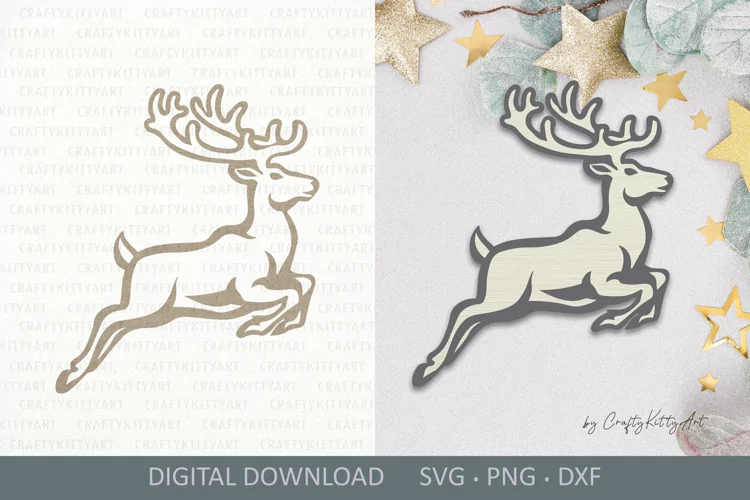 Reindeer flying SVG, Laser cut files, layered vinyl cutting