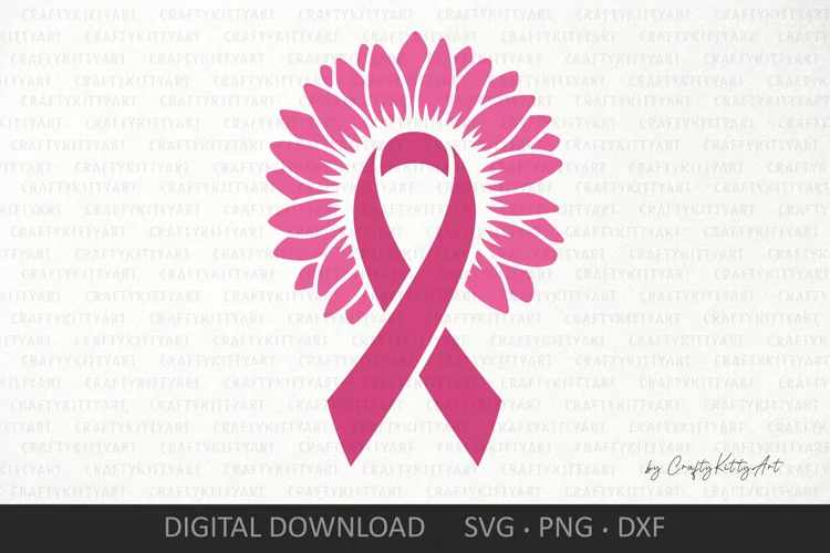 Breast cancer awareness ribbon Sunflower floral pink ribbon
