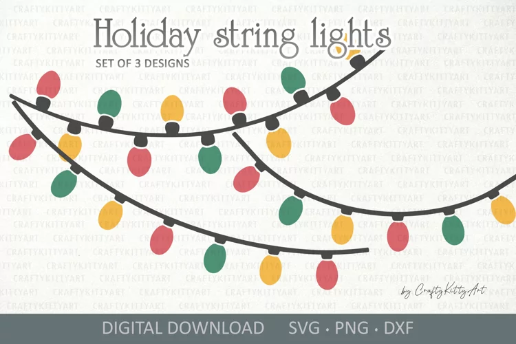 Christmas string lights SVG, Xmas tree light bulbs clipart