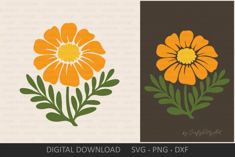 Marigold Flower SVG, Layered flower SVG for vinyl & printing
