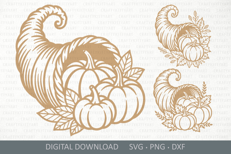 Thanksgiving Cornucopia SVG. Laser cut & papercut templates