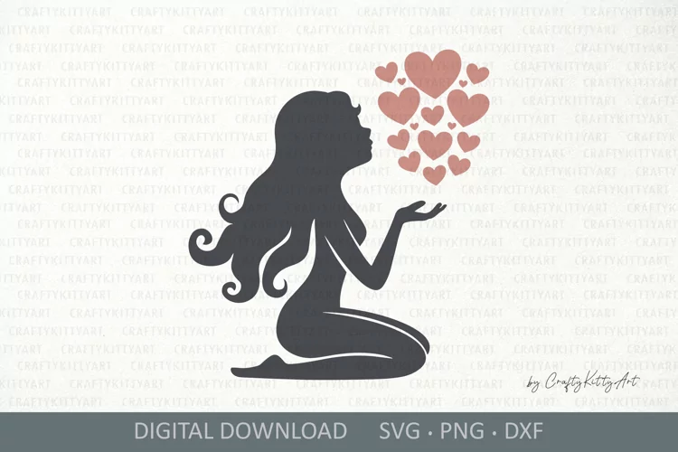Valentines love girl silhouette SVG. Sending my love to you