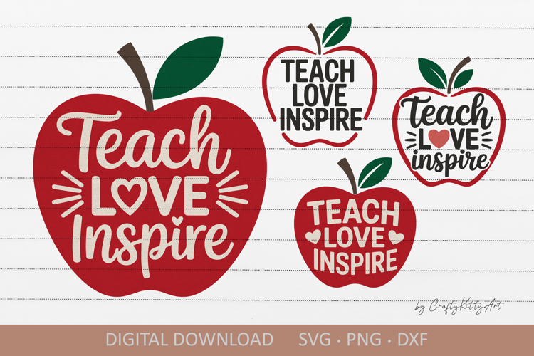 Teach Love Inspire SVG, Teacher apple, Teacher appreciation