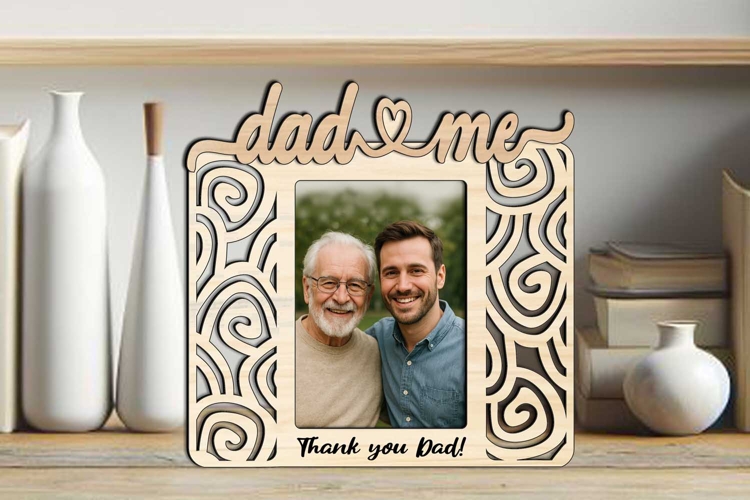 SVG Dad and Me Abstract Design Photo Frame Laser Gift Kids