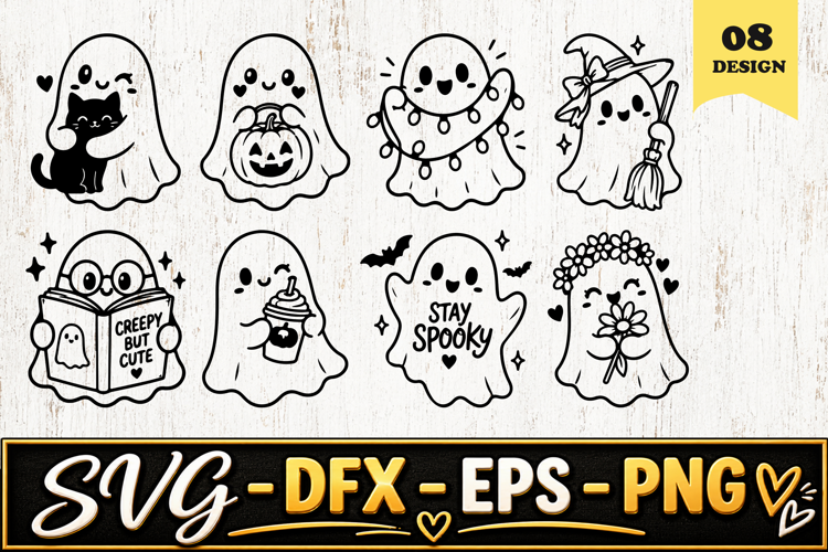 Cute Halloween Ghosts SVG PNG