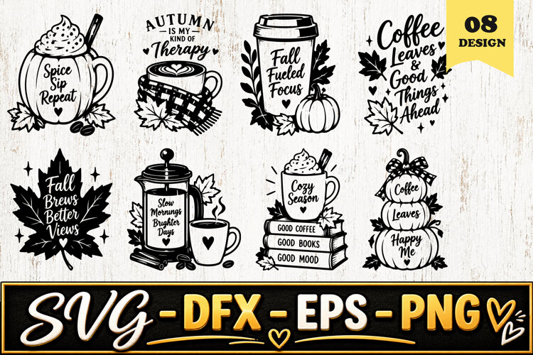Spice Sip Repeat Fall Coffee SVG PNG example image 1