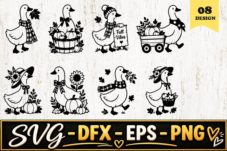 Autumn Farmhouse Goose SVG PNG example image 1