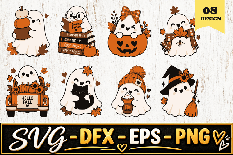 Retro Fall Ghosts SVG PNG