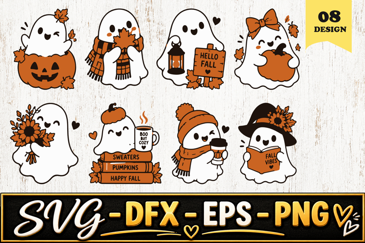 Hello Fall Ghosts SVG PNG
