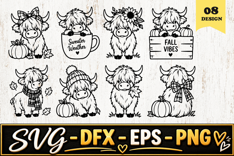 Fall Highland Cow SVG PNG
