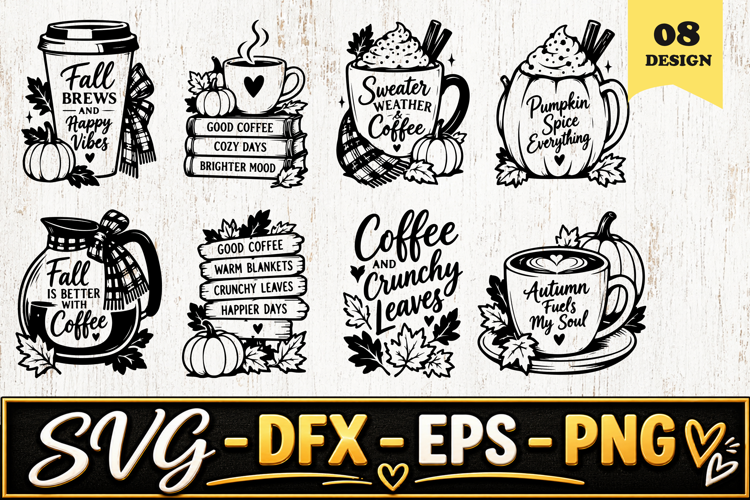 Fall Coffee Quotes SVG PNG