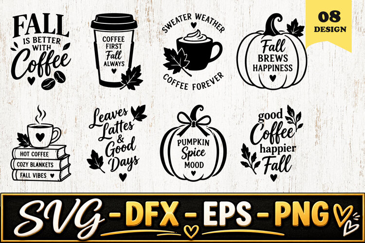 Fall Pumpkin Coffee SVG PNG example image 1